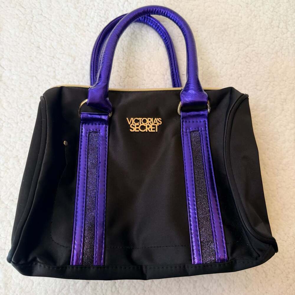 Victoria's Secret Black Purple Handbag Purse